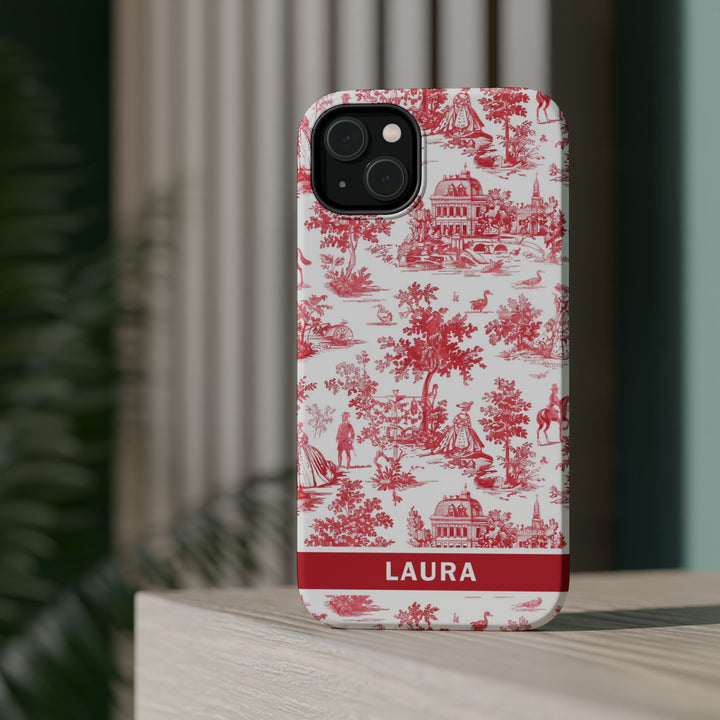 Magsafe French Toile Personalized Initial Custom Gift for Her Cute Phone Cases for Iphone 16 Pro Max | iPhone 15 Case | iPhone 15 Pro Max Case, Iphone 14, 13, 12, 11, 10, 8, 7 - Studio40ParkLane