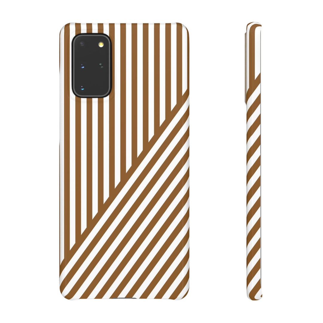 Aesthetic Mocha Brown Stripes Cute Phone Case Sleek Snap - For iPhone 17 Pro Max iPhone 16 Pro iPhone 15 Iphone 14 Plus 13 Pro 12 11 10 Gift - Studio40ParkLane