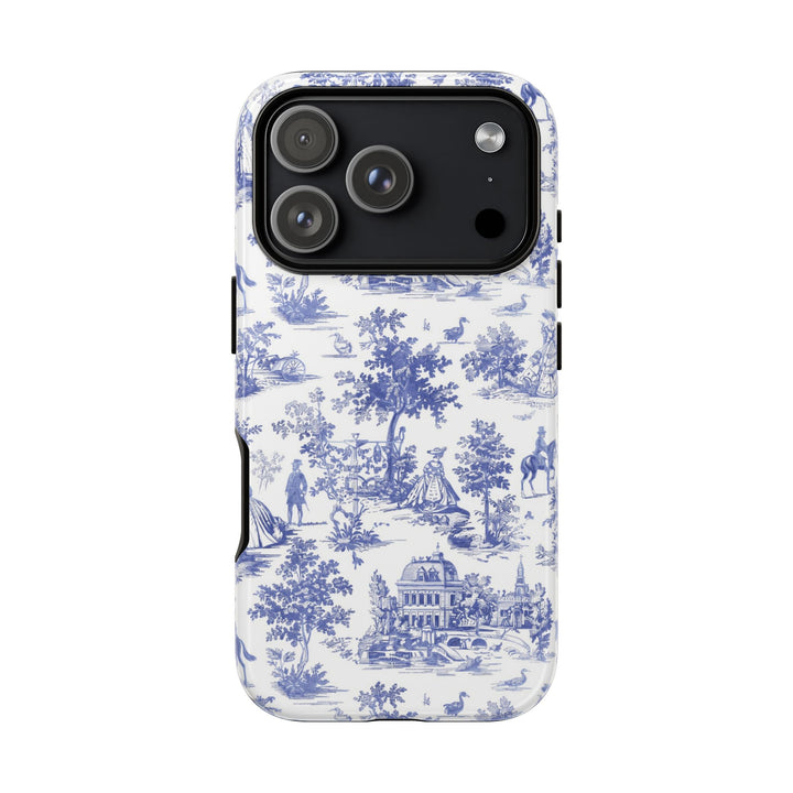 French Toile Blue Coquette Tough Phone Case - For iPhone 17 Pro Max iPhone 16 Pro Case iPhone Iphone 15 Case 14 13 12 11 Cute Phone Case - Studio40ParkLane