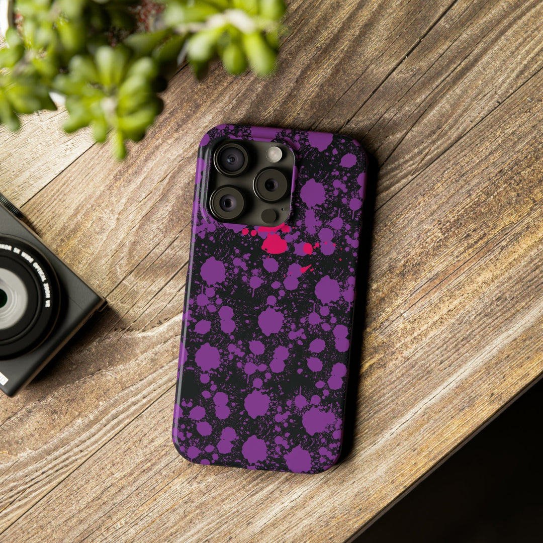 Slim Cute Phone Cases for Iphone - | iPhone 15 Case | iPhone 15 Pro Max Case, Iphone 14 Case, Iphone 14 Pro Max, Iphone 13, Purple Pink Paint Blots Splash - Studio40ParkLane