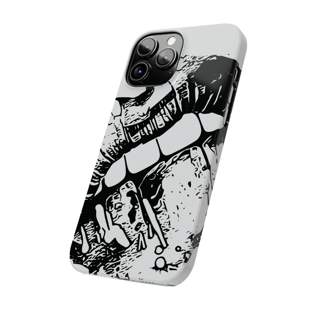 Slim Cute Phone Cases for Iphone - | iPhone 15 Case | iPhone 15 Pro Max Case, Iphone 14 Case, Iphone 14 Pro Max, Iphone 13, Smile Lips Black and White - Studio40ParkLane