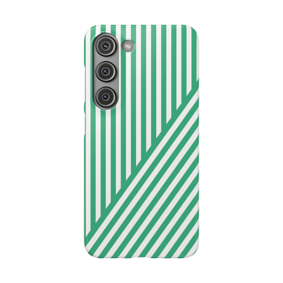 Aesthetic Emerald Stripes Cute Phone Case Sleek Snap - For iPhone 17 Pro Max iPhone 16 Pro iPhone 15 Iphone 14 Plus 13 Pro 12 11 10 Gift