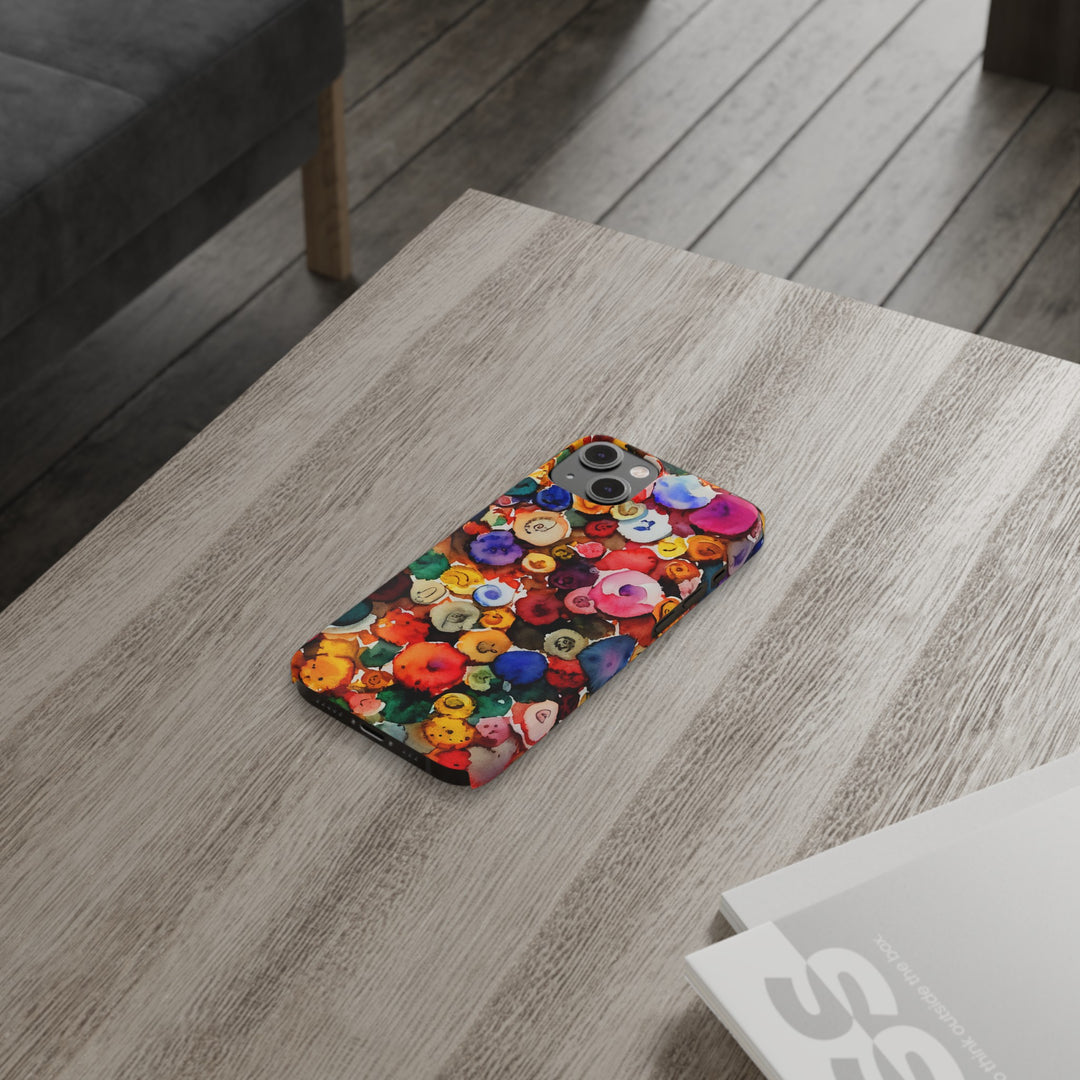 Slim Cute Phone Cases for Iphone | iPhone 15 Case | iPhone 15 Pro Max Case, Iphone 14, Iphone 14 Pro Max, Iphone 13, Colorful Buttons Abstract - Studio40ParkLane