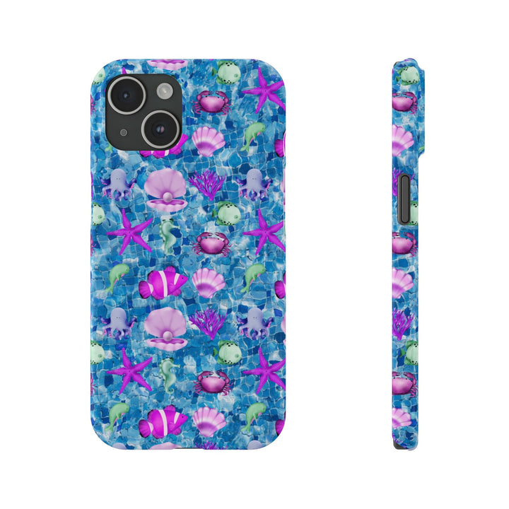 Slim Cute Phone Cases for Iphone - | iPhone 15 Case | iPhone 15 Pro Max Case, Iphone 14 Case, Iphone 14 Pro Max, Iphone 13, Blue Pink Under Sea - Studio40ParkLane