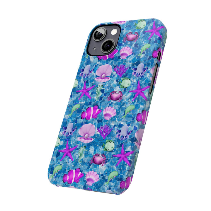 Slim Cute Phone Cases for Iphone - | iPhone 15 Case | iPhone 15 Pro Max Case, Iphone 14 Case, Iphone 14 Pro Max, Iphone 13, Blue Pink Under Sea - Studio40ParkLane