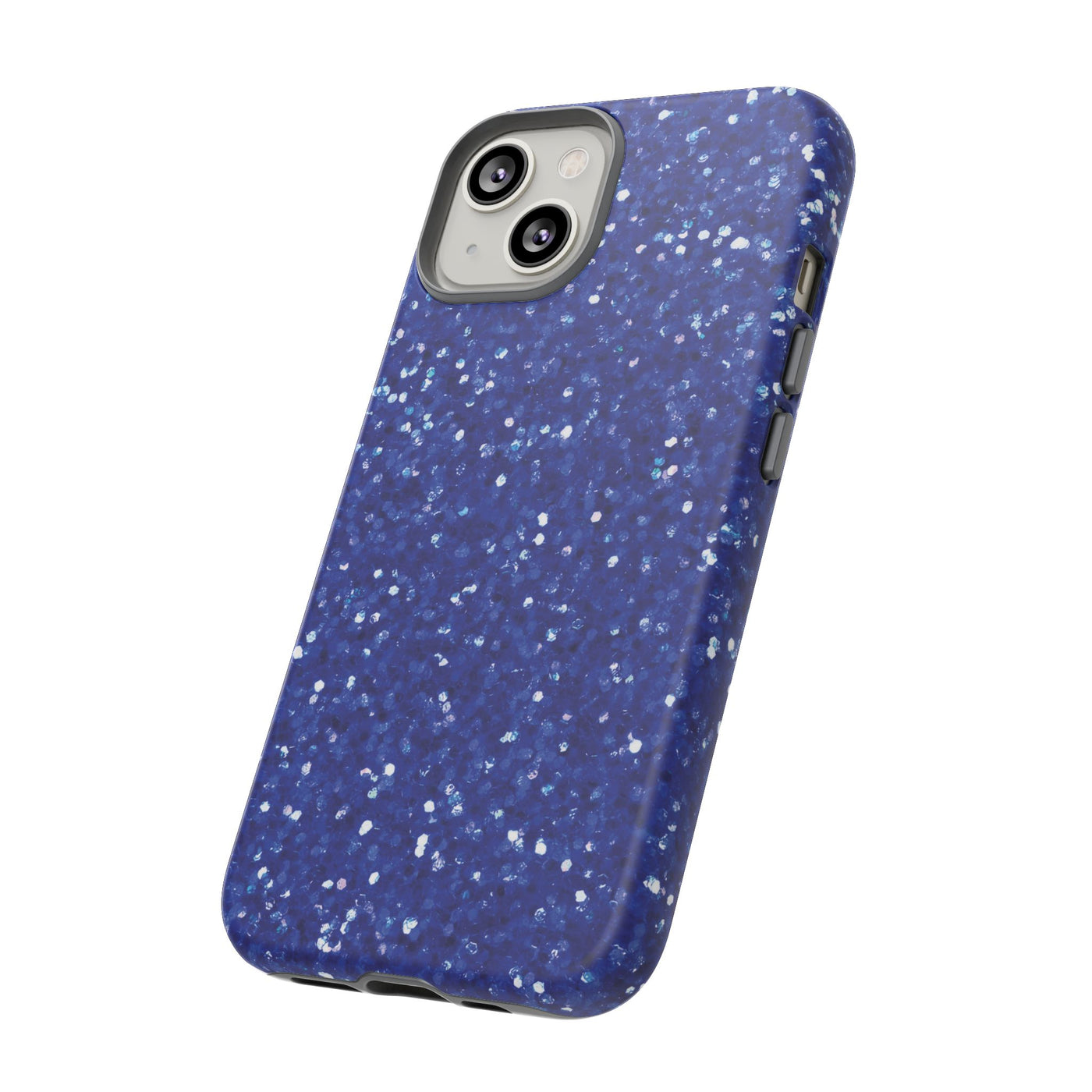 Chic Blue Faux Play on Glitter Effect Cute Phone Case, for IPhone 16 pro Max | Iphone 15, Iphone 14, IPhone 13 Case, 11 8 7, Samsung Galaxy S24, S23, S22, S21, 2 Layer Protection