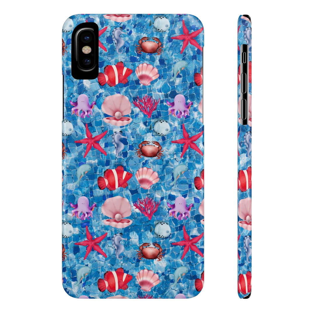 Slim Cute Phone Cases for Iphone - | iPhone 15 Case | iPhone 15 Pro Max Case, Iphone 14 Case, Iphone 14 Pro Max, Iphone 13, Blue Red Under Sea - Studio40ParkLane