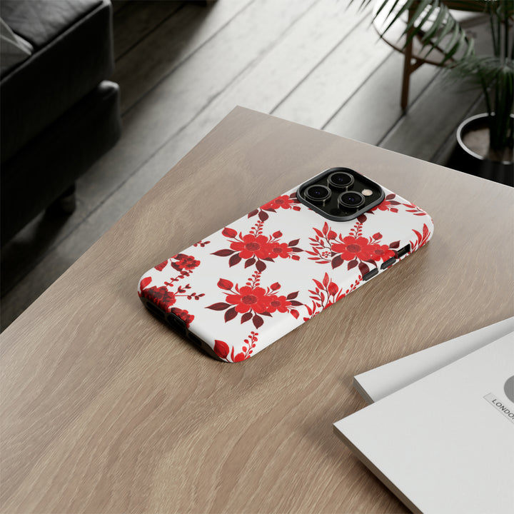 Cute IPhone Case | Red White Flowers, iPhone 15 Case | iPhone 15 Pro Case, Iphone 14 Case, Iphone 14 Pro Max Case, Protective Iphone Case - Studio40ParkLane