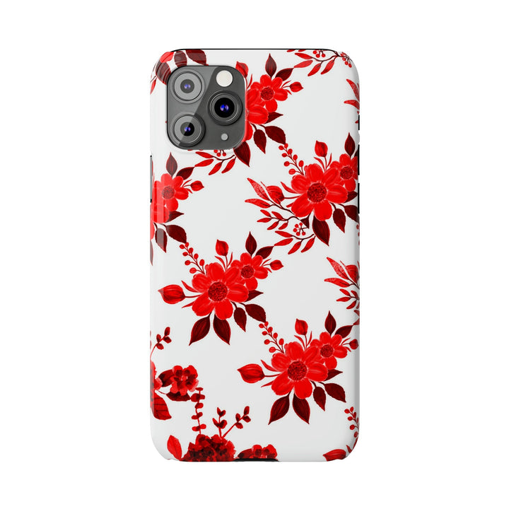 Slim Cute Phone Cases for Iphones - | iPhone 15 Case | iPhone 15 Pro Max Case, Iphone 14 Case, Iphone 14 Pro Max, Iphone 13, Red White Flowers - Studio40ParkLane