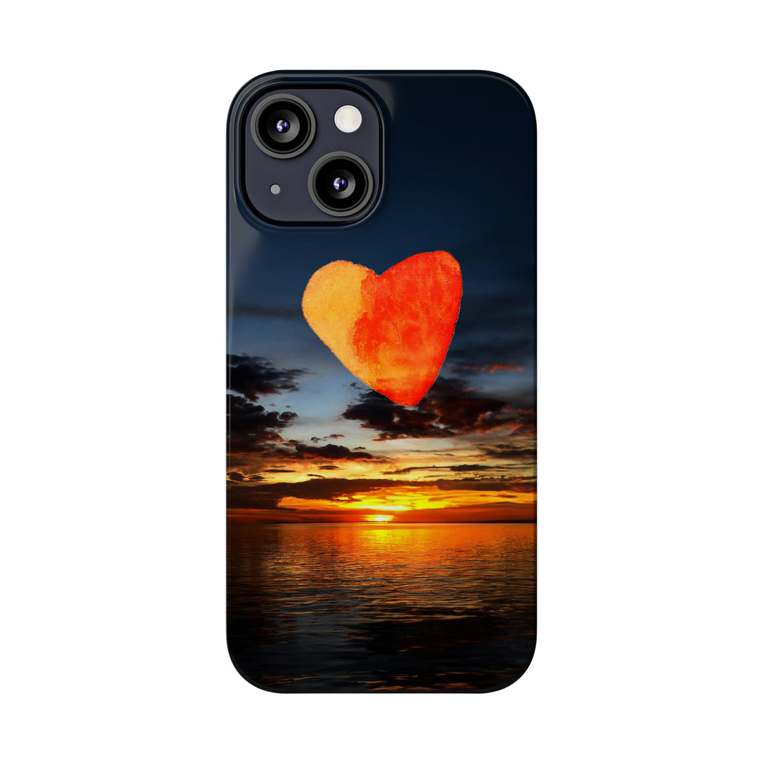 Slim Cute Phone Cases for Iphone - | iPhone 15 Case | iPhone 15 Pro Max Case, Iphone 14 Case, Iphone 14 Pro Max, Iphone 13, Rising Heart Sunset - Studio40ParkLane