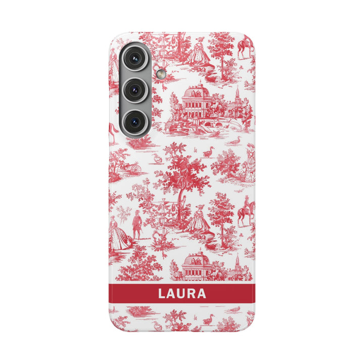 Snap French Toile Personalized Initial Custom Gift for Her Cute Phone Cases for Samsung S24, S23, S22, S21, S20, Plus and Ultra and Iphone, 16, 15, 14, 13, 12, 11. 10 - Studio40ParkLane