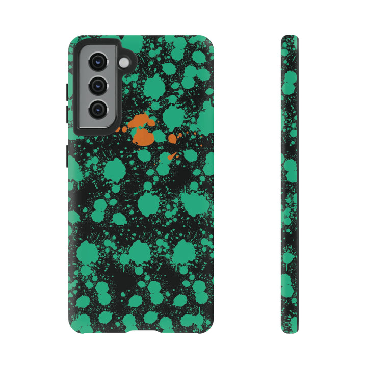 Cute Samsung Phone Case | Aesthetic Samsung Phone Case | Paint Splash Green Orange | Galaxy S23, S22, S21, S20 | Luxury Double Layer | Cool - Studio40ParkLane