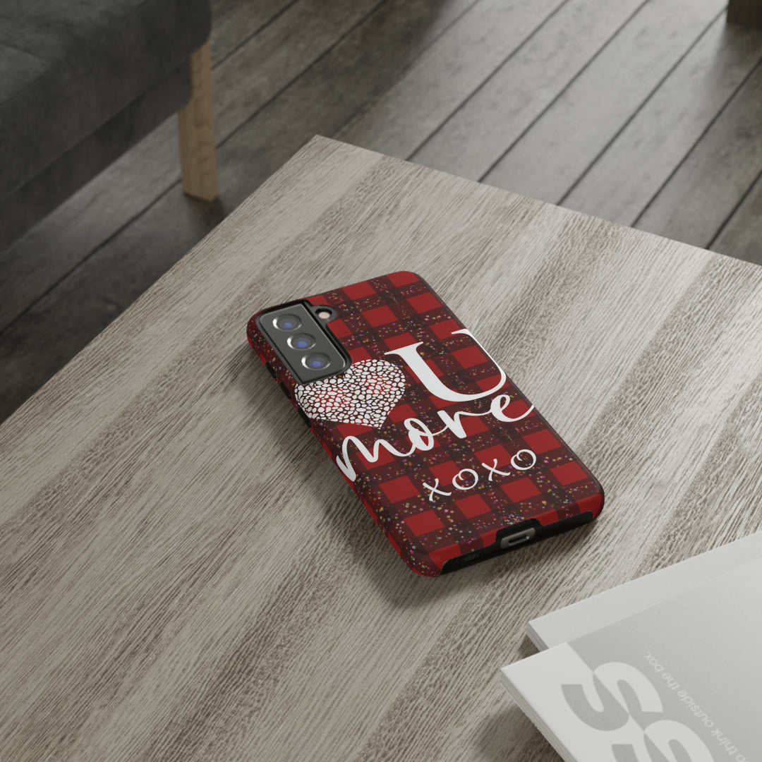 Cute Samsung Phone Cases, Designer Samsung Galaxy S23 Phone Case, Samsung S22 Case, Samsung S21 Case, Samsung S20 Case, Red Plaid Love You - Studio40ParkLane