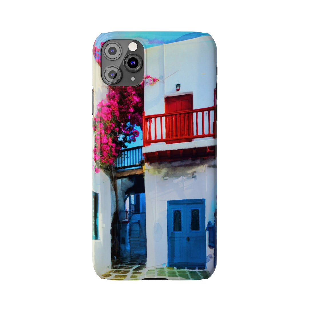 Slim Cute Phone Cases for Iphone | iPhone 15 Case | iPhone 15 Pro Max Case, Iphone 14, Iphone 14 Pro Max, Iphone 13, Colorful Greek Alley Watercolor - Studio40ParkLane