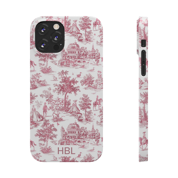 Slim Personalized Slim Pink Vintage French Toile Cute Phone Cases for Iphone 16 Pro Max | iPhone 15 Case | iPhone 15 Pro Max Case, Iphone 14, Iphone 14 Pro Max, Iphone 13 12 11 8 7 - Studio40ParkLane