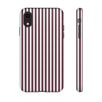 Tough Premium Burgundy Stripes Phone Case Gift for Her - For Apple iPhone 16 Pro Max 16e iPhone 15 Pro iPhone Iphone 14 Plus 13 Pro 12 SE XR - Studio40ParkLane