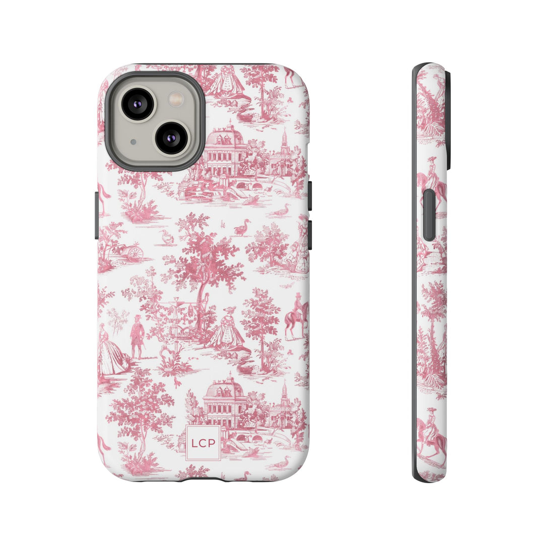 Personalized Custom French Toile Tough Cute Phone Case For Apple iPhone 18, 17, 16, 15 14, Pro Max, Samsung Galaxy S26, S25, S24 Plus Ultra
