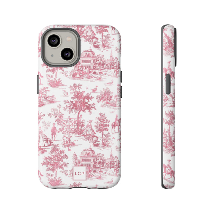 Personalized Custom French Toile Tough Cute Phone Case For Apple iPhone 18, 17, 16, 15 14, Pro Max, Samsung Galaxy S26, S25, S24 Plus Ultra