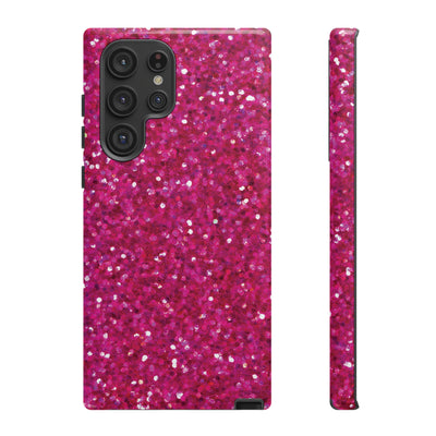 Chic Pink Faux Play on Glitter Effect Cute Phone Case, for IPhone 16 pro Max | Iphone 15, Iphone 14, IPhone 13 Case, 11 8 7, Samsung Galaxy S24, S23, S22, S21, 2 Layer Protection