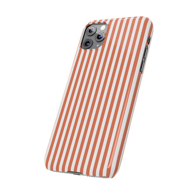 Slim Red Winter Peach Striped Cute Phone Case for Iphone 16 - | iPhone 15 Pro Max Case | iPhone 14 Case 13 12 11 10 9 8 7 X XS Gift for Her