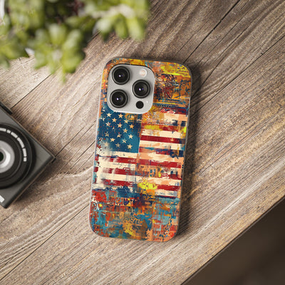 Cute Flexi Phone Cases, US Flag Abstract, Compatible with Samsung Galaxy S23, Samsung S22, Samsung S21, Samsung S20, Galaxy S20 Ultra