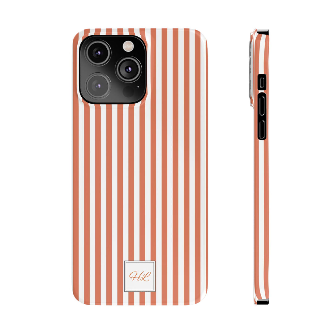 Slim Custom Personalized Winter Peach Striped Phone Case for Iphone 17 - | iPhone 16 Pro Max Case | iPhone 15 Case Iphone 14 13 12 11 10 9 8 - Studio40ParkLane