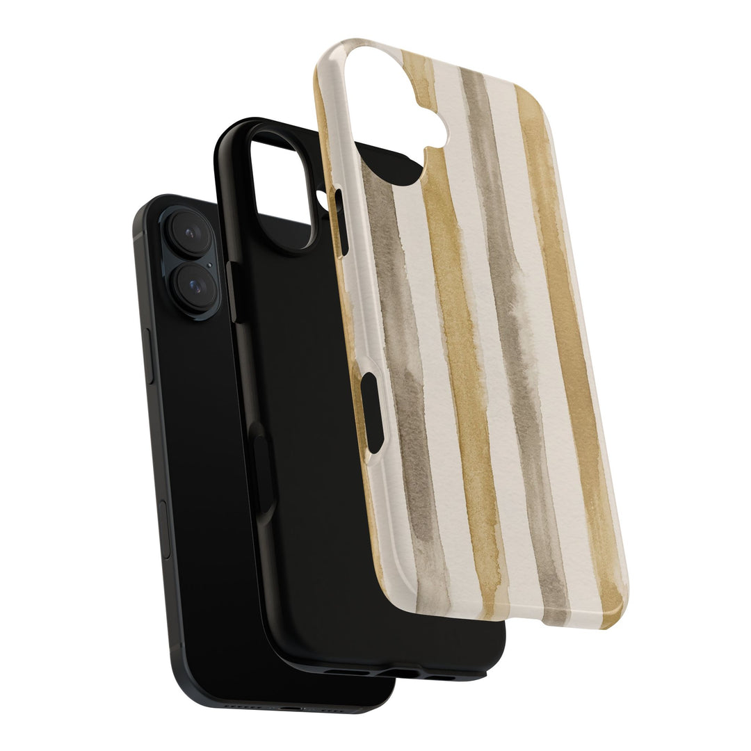 Tough Cute Brown Beige Stripes Phone Case, for IPhone 17 Pro Max | Iphone 17 Air, Iphone 16, IPhone 15, 14 13 12, Samsung Galaxy S26, S25, S24, S23 - Studio40ParkLane