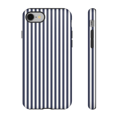 Tough Premium Navy Blue Stripes Phone Case Gift for Her - For Apple iPhone 16 Pro Max 16e iPhone 15 Pro iPhone Iphone 14 Plus 13 Pro 12 SE XR - Studio40ParkLane