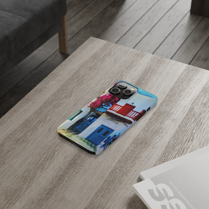Slim Cute Phone Cases for Iphone | iPhone 15 Case | iPhone 15 Pro Max Case, Iphone 14, Iphone 14 Pro Max, Iphone 13, Colorful Greek Alley Watercolor - Studio40ParkLane