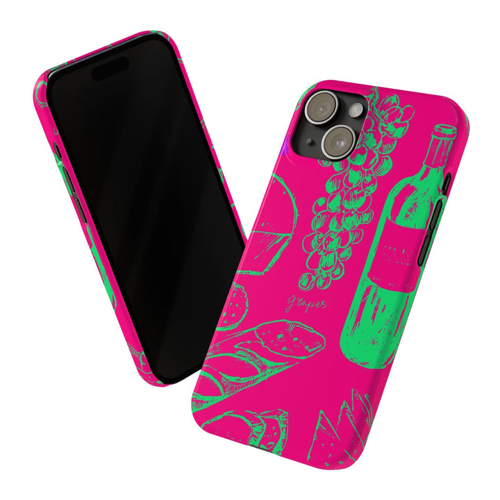 Slim French Food Wine Pink Green Cute Phone Cases for Iphone | iPhone 15 Case | iPhone 15 Pro Max Case, Iphone 14, Iphone 14 Pro Max, Iphone 13, - Studio40ParkLane