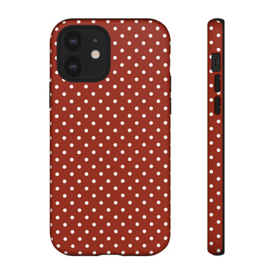 Aesthetic Tough Clay Red Polka Dots Premium Phone Case - For iPhone 17 Pro Max iPhone 16 Pro iPhone 15 Iphone 14 Plus 13 Pro 12 11 10 XR XS - Studio40ParkLane