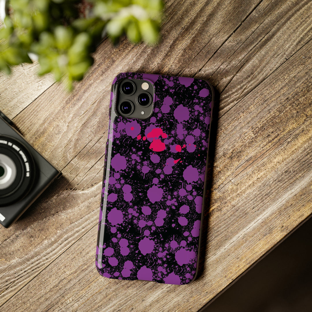 Slim Cute Phone Cases for Iphone - | iPhone 15 Case | iPhone 15 Pro Max Case, Iphone 14 Case, Iphone 14 Pro Max, Iphone 13, Purple Pink Paint Blots Splash - Studio40ParkLane