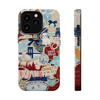 New York Winter Coquette Collage Tough Magsafe Cute Phone Cases for Iphone | iPhone 17 Pro Max Case, Iphone 16, Iphone 15 14 13 12 11 10 9