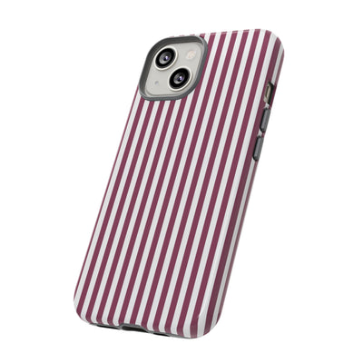Tough Premium Old Claret Stripes Phone Case Gift for Her - For Apple iPhone 16 Pro Max 16e iPhone 15 Pro iPhone Iphone 14 Plus 13 Pro 12 SE XR - Studio40ParkLane
