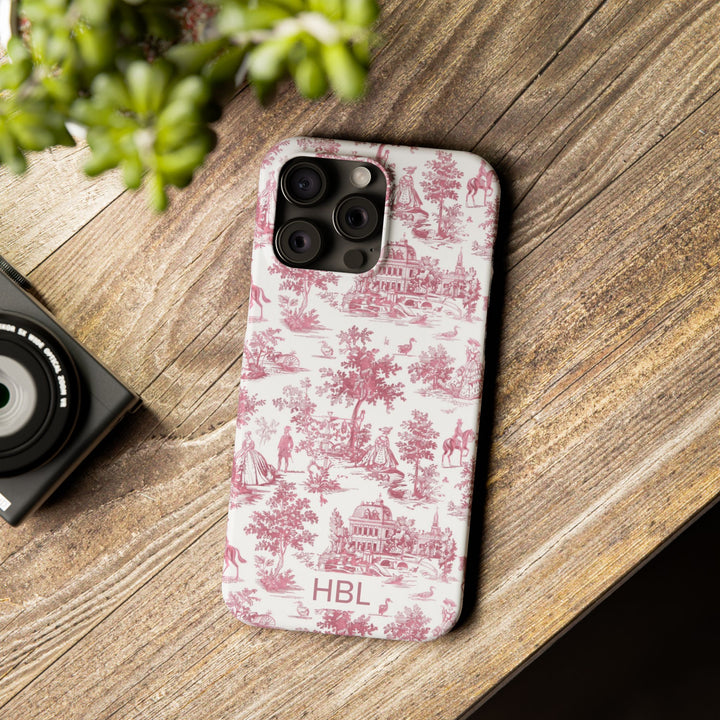 Slim Personalized Slim Pink Vintage French Toile Cute Phone Cases for Iphone 16 Pro Max | iPhone 15 Case | iPhone 15 Pro Max Case, Iphone 14, Iphone 14 Pro Max, Iphone 13 12 11 8 7 - Studio40ParkLane