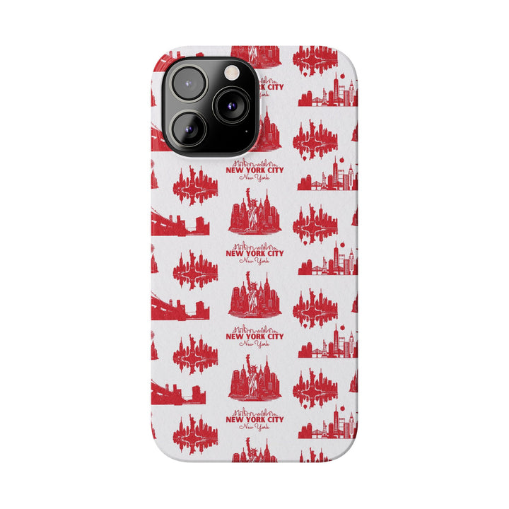 Slim New York Skyline Red Collage Coquette Gift for Her Cute Phone Cases for Iphone 16 Pro Max | iPhone 15 Case | iPhone 15 Pro Max Case, Iphone 14, Iphone 14 Pro Max, Iphone 13 12 11 8 7 - Studio40ParkLane