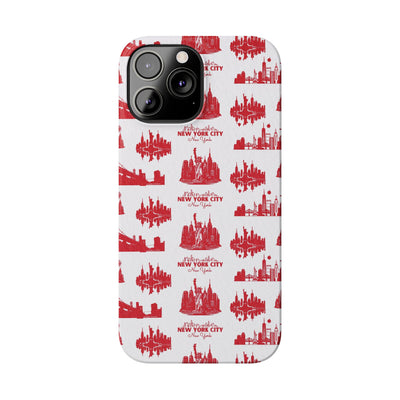 Slim New York Skyline Red Collage Coquette Gift for Her Cute Phone Cases for Iphone 16 Pro Max | iPhone 15 Case | iPhone 15 Pro Max Case, Iphone 14, Iphone 14 Pro Max, Iphone 13 12 11 8 7