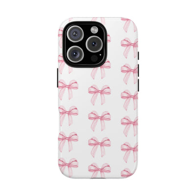 Pink Bows Cute Phone Case, for IPhone 16 Pro Max | Iphone 15, Iphone 14, IPhone 13 Case, 11 8 7, Samsung Galaxy S24, S23, S22, S21, 2 Layer Protection