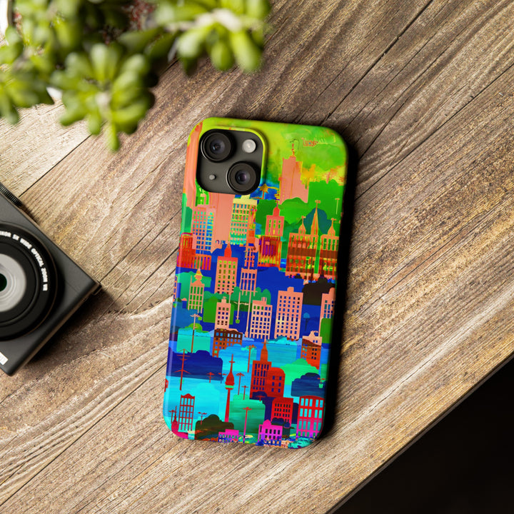 Slim Cute Phone Cases for Iphone - | iPhone 15 Case | iPhone 15 Pro Max Case, Iphone 14 Case, Iphone 14 Pro Max, Iphone 13, Summer City Skyline - Studio40ParkLane