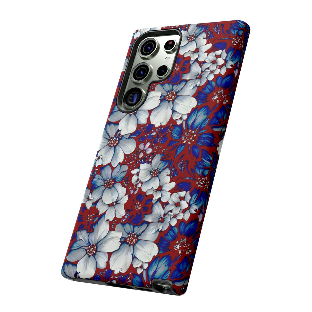 Cute Samsung Phone Case | Aesthetic Samsung Phone Case | Galaxy S23, S22, S21, S20 | Red Blue Flowers, Protective Phone Case - Studio40ParkLane
