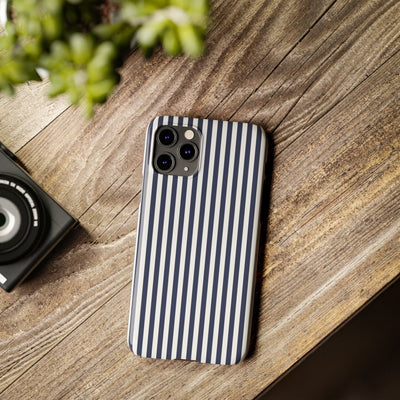 Slim Navy Blue Striped Cute Phone Case for Iphone 16 - | iPhone 15 Pro Max Case | iPhone 14 Case Iphone 13 12 11 10 9 8 7 XS X Gift for Her - Studio40ParkLane