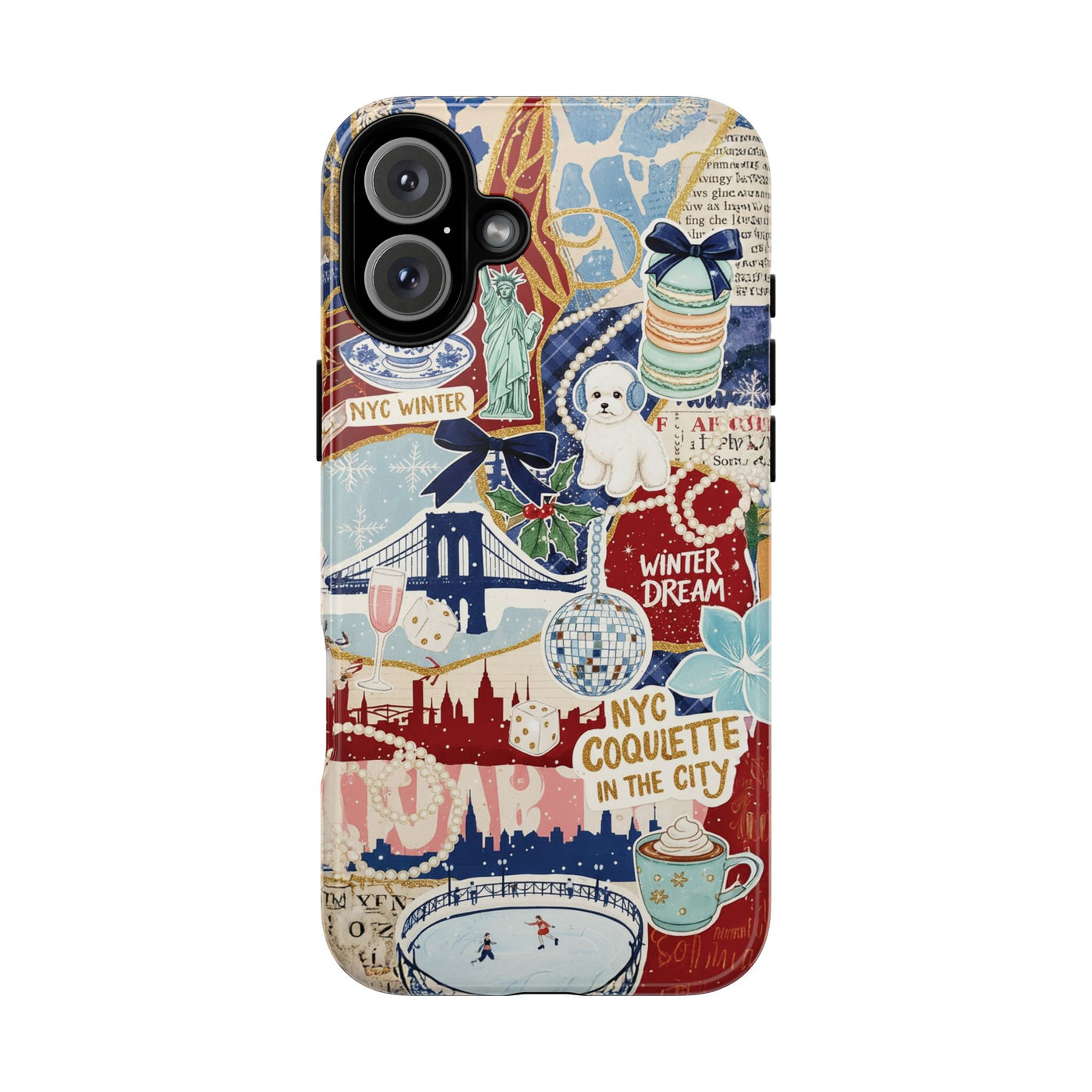 New York Winter Coquette Collage Tough Premium Phone Case - For iPhone 17 Pro Max iPhone 16 Pro iPhone 15 Iphone 14 Plus 13 Pro 12 11 10 XR