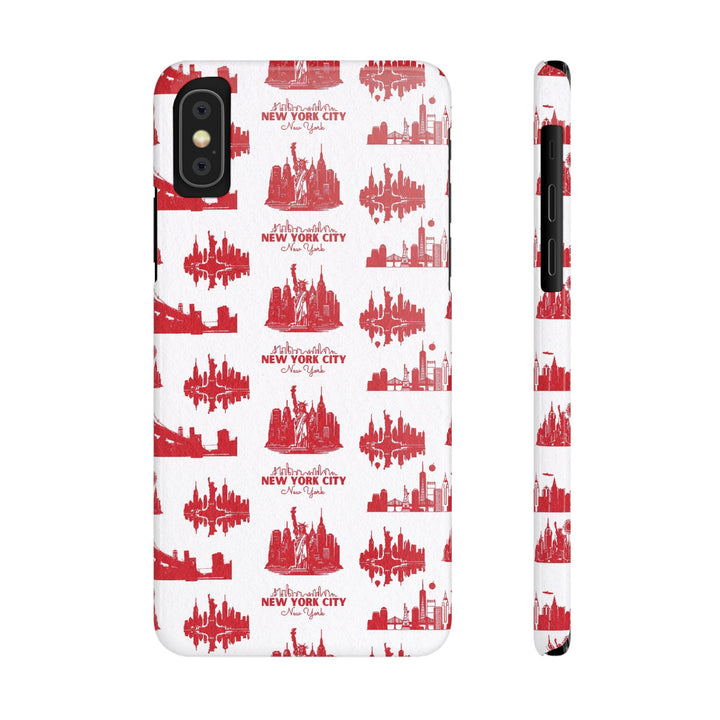 Slim New York Skyline Red Collage Coquette Gift for Her Cute Phone Cases for Iphone 16 Pro Max | iPhone 15 Case | iPhone 15 Pro Max Case, Iphone 14, Iphone 14 Pro Max, Iphone 13 12 11 8 7 - Studio40ParkLane