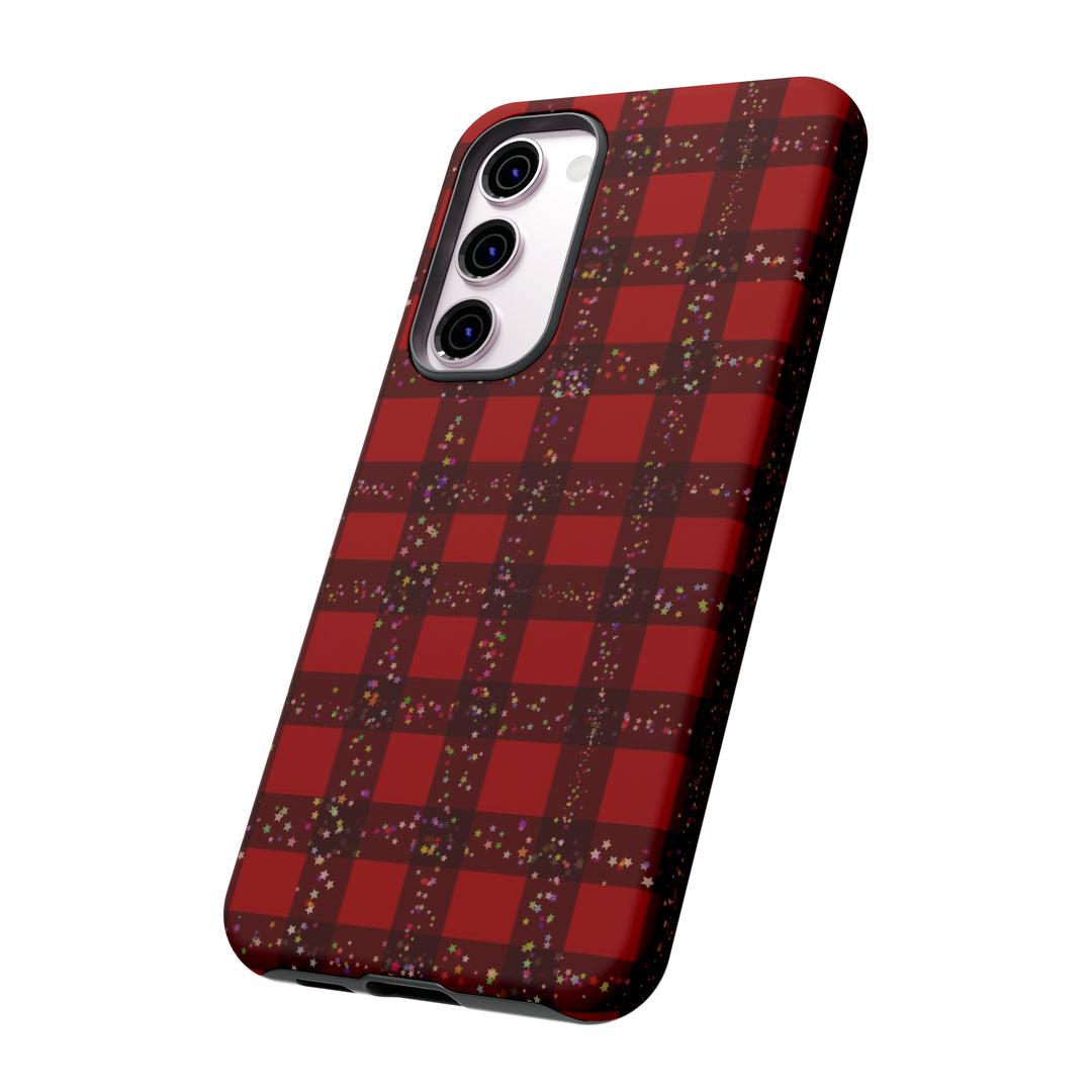 Samsung Phone Cases, Designer Samsung Galaxy S23 Phone Case, Samsung S22 Case, Samsung S21 Case, Samsung S20 Case, Red Festive Plaid - Studio40ParkLane