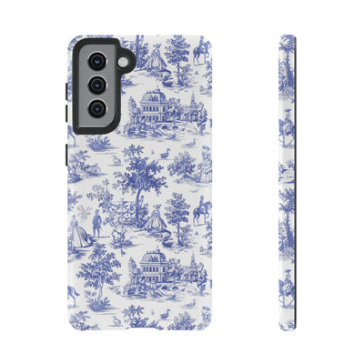 Premium Tough Blue French Toile Gift for Her Cute Phone Cases for Samsung and Iphone, 16, 15, 14, S24, S23, S22, S21, S20, Plus, Ultra, Pro