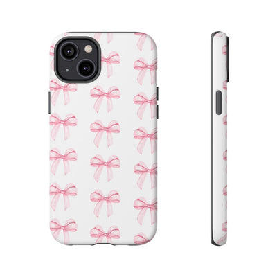 Pink Bows Cute Phone Case, for IPhone 16 Pro Max | Iphone 15, Iphone 14, IPhone 13 Case, 11 8 7, Samsung Galaxy S24, S23, S22, S21, 2 Layer Protection