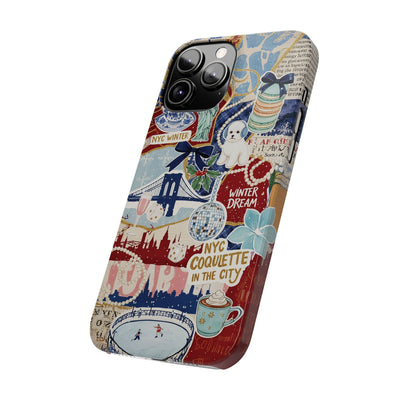 Slim New York Winter Coquette Collage Cute Phone Case for Iphone 16 - | iPhone 15 Pro Max Case | iPhone 14 Case Iphone 13 12 11 10 9 8 7 X - Studio40ParkLane