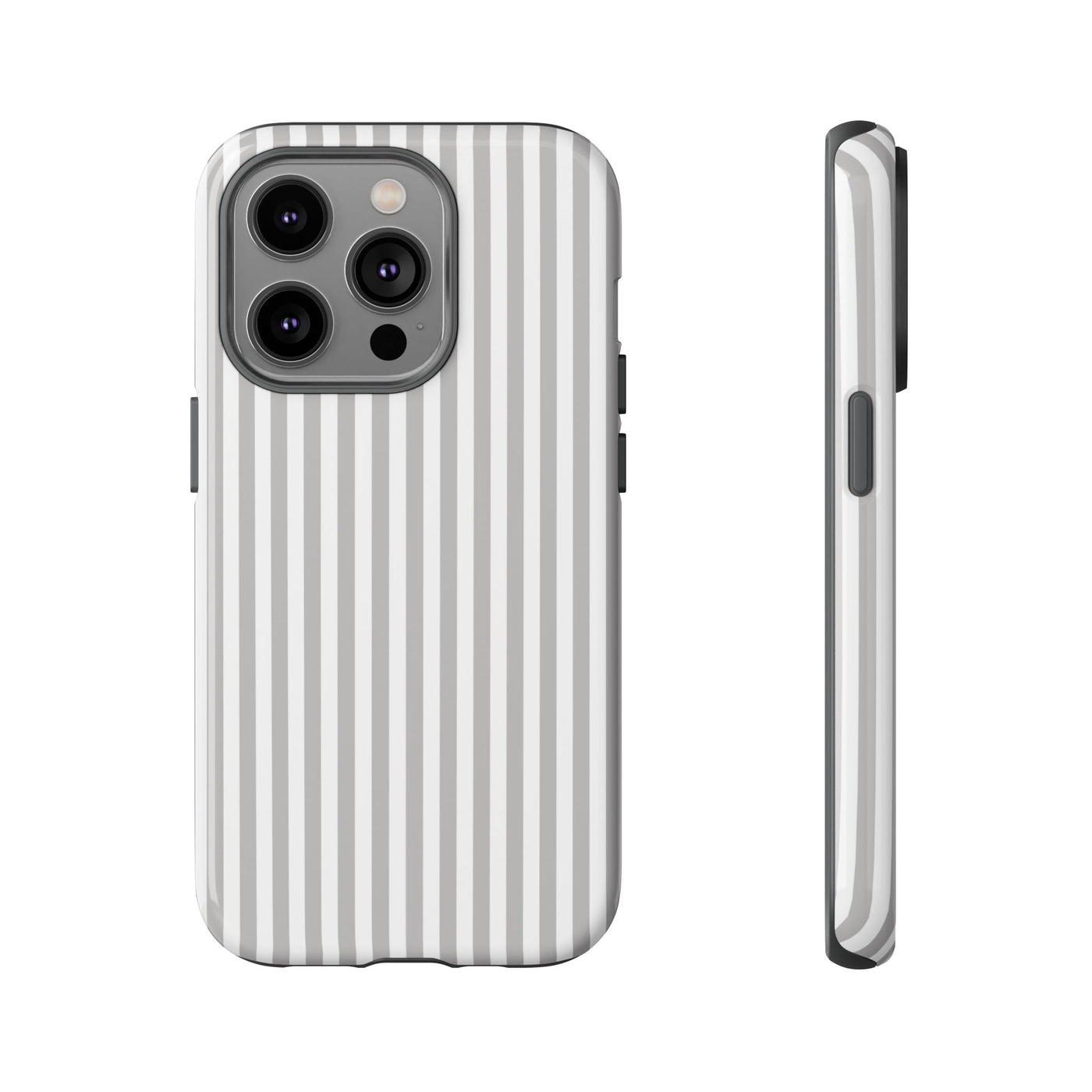 Tough Premium Ash Grey Stripes Phone Case Gift for Her - For Apple iPhone 16 Pro Max 16e iPhone 15 Pro iPhone Iphone 14 Plus 13 Pro 12 SE XR - Studio40ParkLane