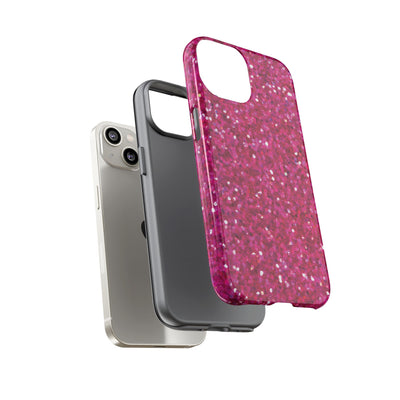 Faux Muted Pink Play on Glitter Effect Cute Phone Case, for IPhone 16 pro Max | Iphone 15, Iphone 14, IPhone 13 Case, 11 8 7, Samsung Galaxy S24, S23, S22, S21, 2 Layer Protection