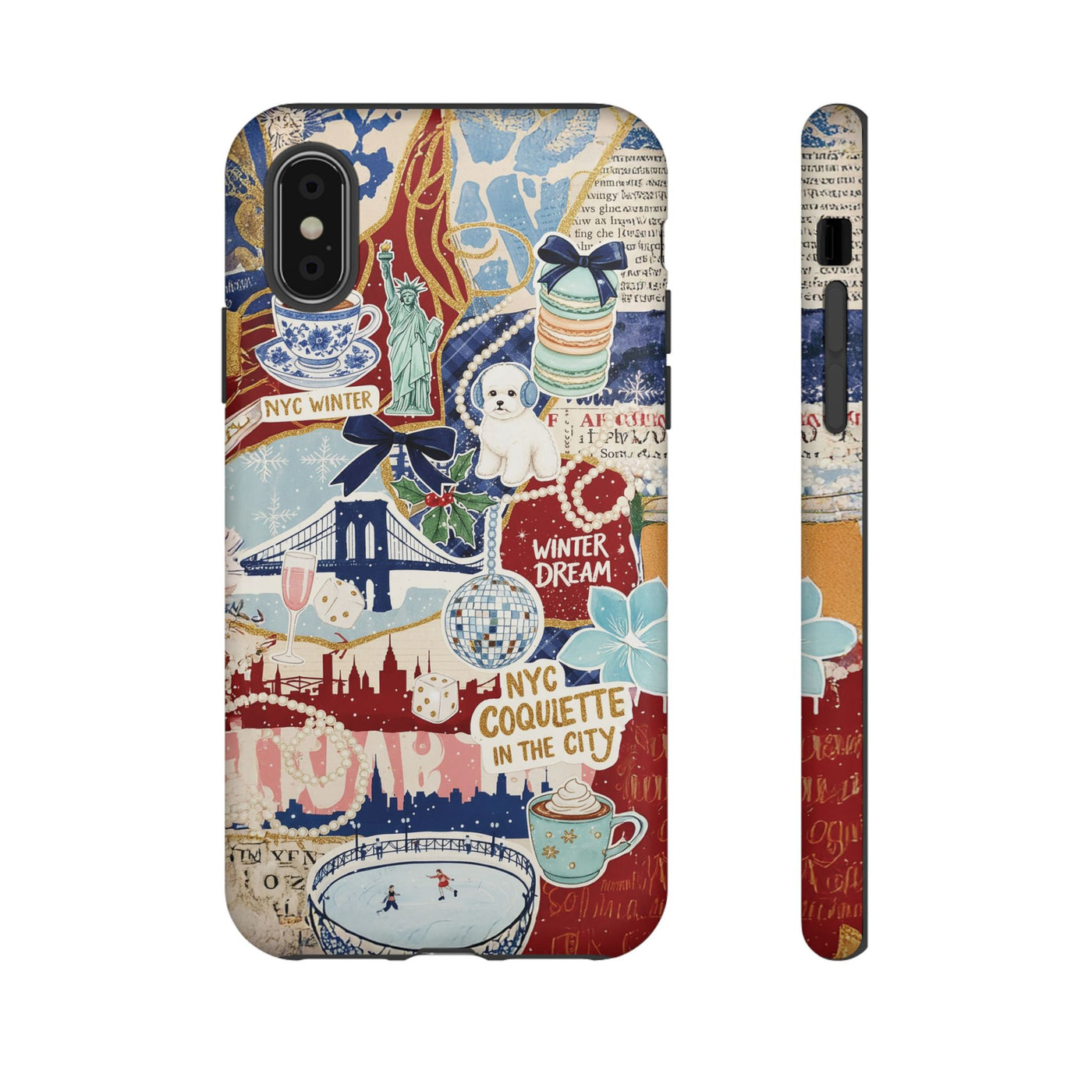 New York Winter Coquette Collage Tough Premium Phone Case - For iPhone 17 Pro Max iPhone 16 Pro iPhone 15 Iphone 14 Plus 13 Pro 12 11 10 XR